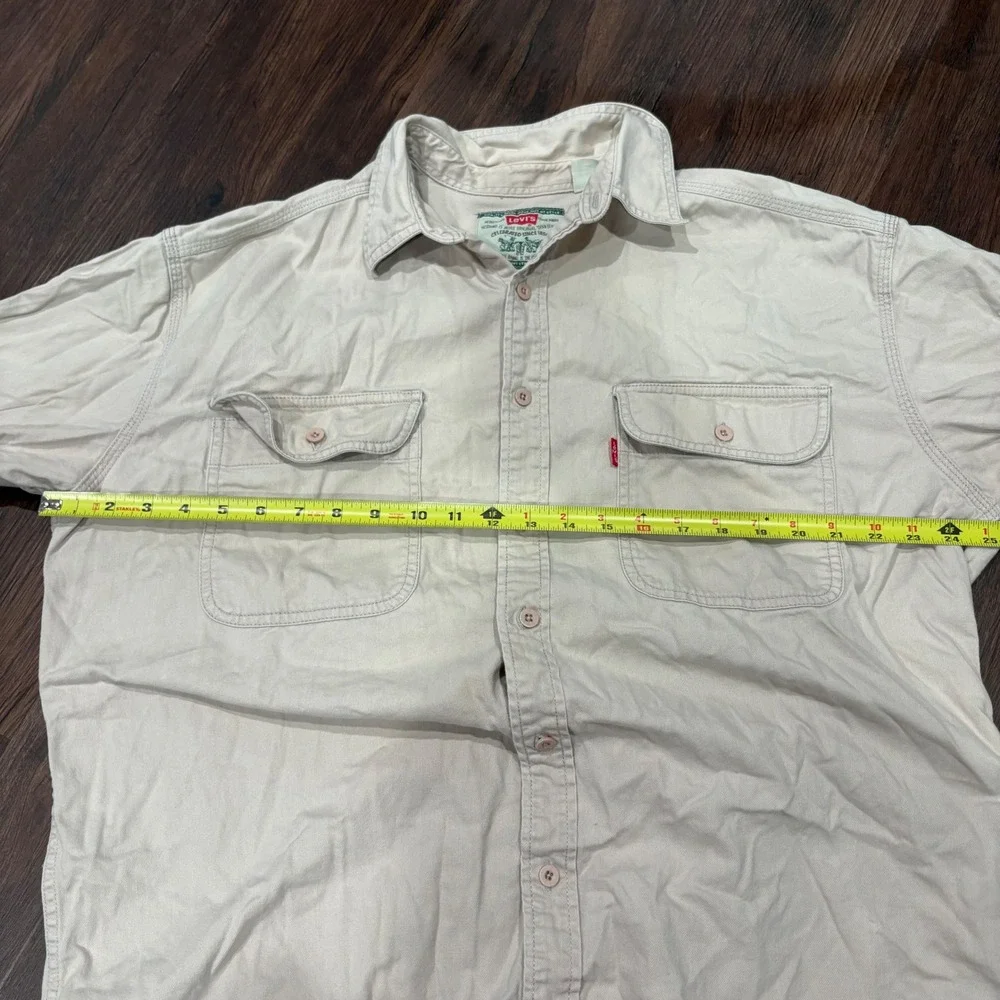 Levis Mens Tan Cotton Button Down Shirt VTG Gorpcore Workwear Utility L 60563